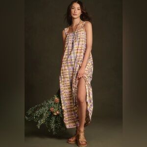 NWT Anthropologie Daily Practice Coming Up Midi Dress Gingham Size S Oversized